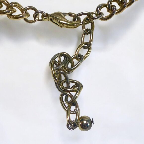 Gold Tone Chain Link Choker Necklace Rhinestone Accent - Picture 7 of 9